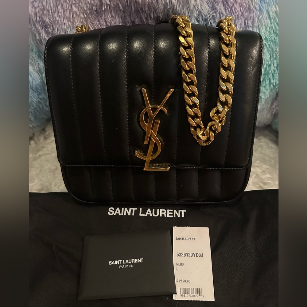 YSL Vicky Medium Monogram Chain Crossbody Bag